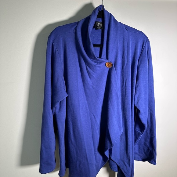 Bobeau Royal Blue Open Cardigan with Draping Detail - Picture 2 of 7